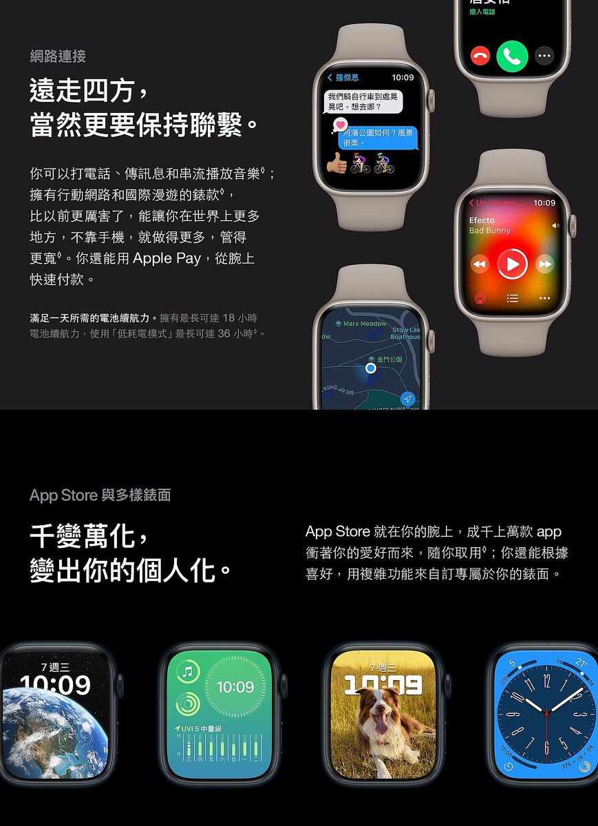 Apple Watch S8(Cellular)午夜色鋁金屬錶殼配午夜色運動錶帶_45mm